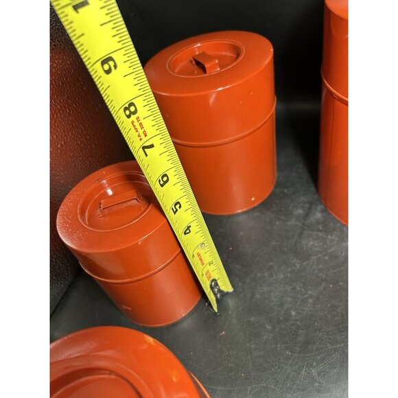 Vintage 70s Style Metal Nesting Canisters Set 4 Mid Century Macy's Cellar - Picture 10 of 15